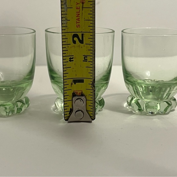 Candlewick Shot Glasses - Lot Of 3 - Green UV Glass - Picture 5 of 11